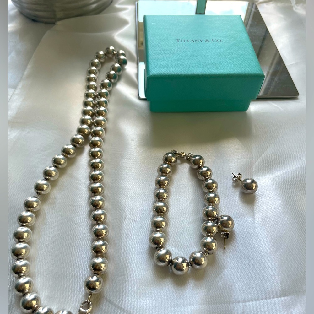 Tiffany Silver Pearl Ball Earrings